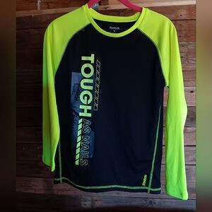 Reebok Kids Black and Green Long Sleeve Shirt